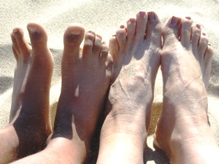 toes and sand