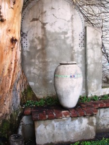 An urn, in the garden court