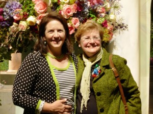 Debra (left) and Mary-Kate Mackey (right). We posed in front of a lavish rose-filled urn at the entrance to the Philadelphia Flower Show.