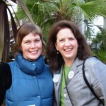 Flora and Debra, smiling in this great garden setting