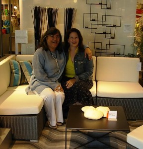 I'm sharing a seat on CB2's "resort" sectional with brand director Marta-Maria Calle