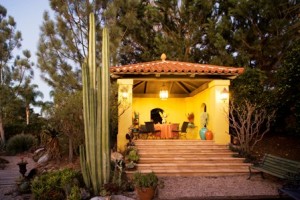 The grand pavilion sets the stage for entertaining in a gorgeous cactus-and-succulent landscape outside San Diego