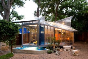 Made from ordinary greenhouse material, the 430-square-foot shed is a winter greenhouse for potted tropical plants. But during summers in Austin, Texas, it's a play pavilion