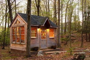 Separate from the main residence but as comfortable as a little cottage, the 14-by-14 foot writing shed is nestled in the Connecticut woods