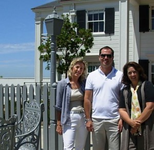Cristi, Eric and Debra, in front of the Marion Davies Guesthouse