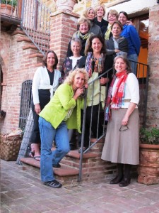Here are the Italy Gals, with a few of us in our scarves.