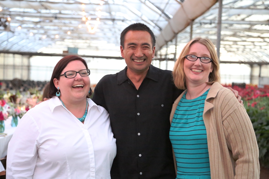 Event coordinator Kathleen Williford; Bob Otsuka, GM of the San Francisco Flower Mart; and Janice Wills, CCFC.