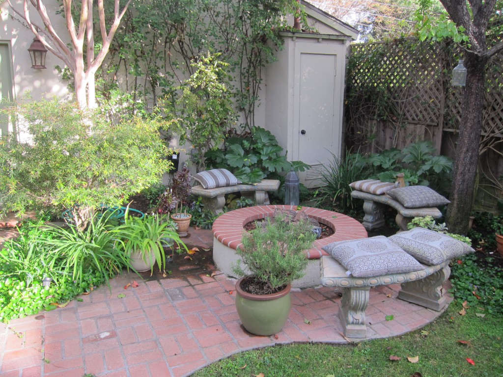 "Before," a photo that Michael and Chad shared with me. There was nothing inviting about the hard concrete benches and the crowded plantings.