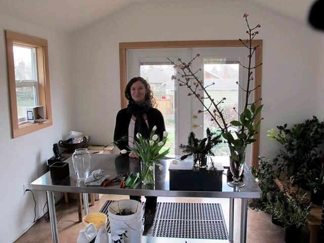 A peek inside Kelly's new floral design studio in her Seattle garden.