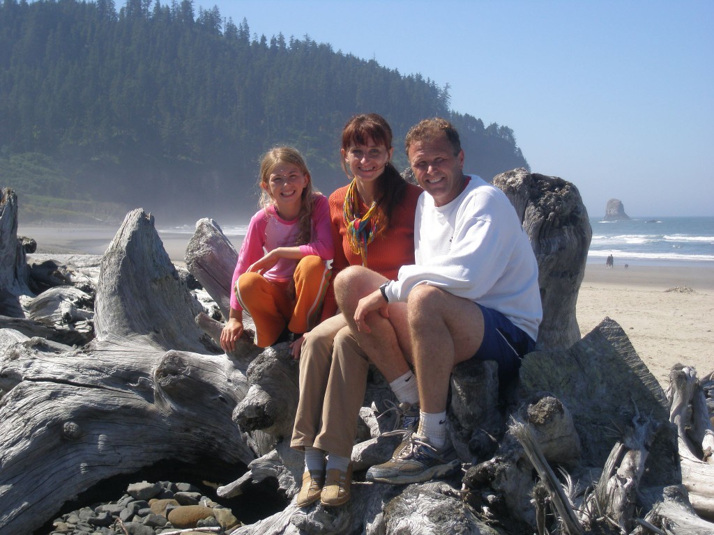 The Zweifel Family enjoys the nearby Oregon Coast, From left, daughter Nina, and Monika and Patrick Zweifel.