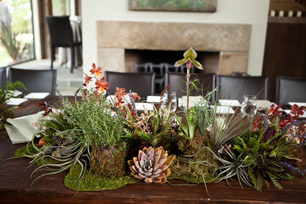 A Lila B. Design tablescape, featuring living plants.