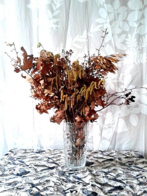 A seasonally-inspired autumn bouquet - natures gifts in a vase. 