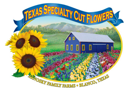 The Arnoskys have always labeled their flowers to promote their Texas origins.
