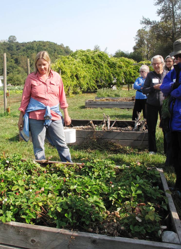 Katherine Anderson, leading a tour at her flower farm.