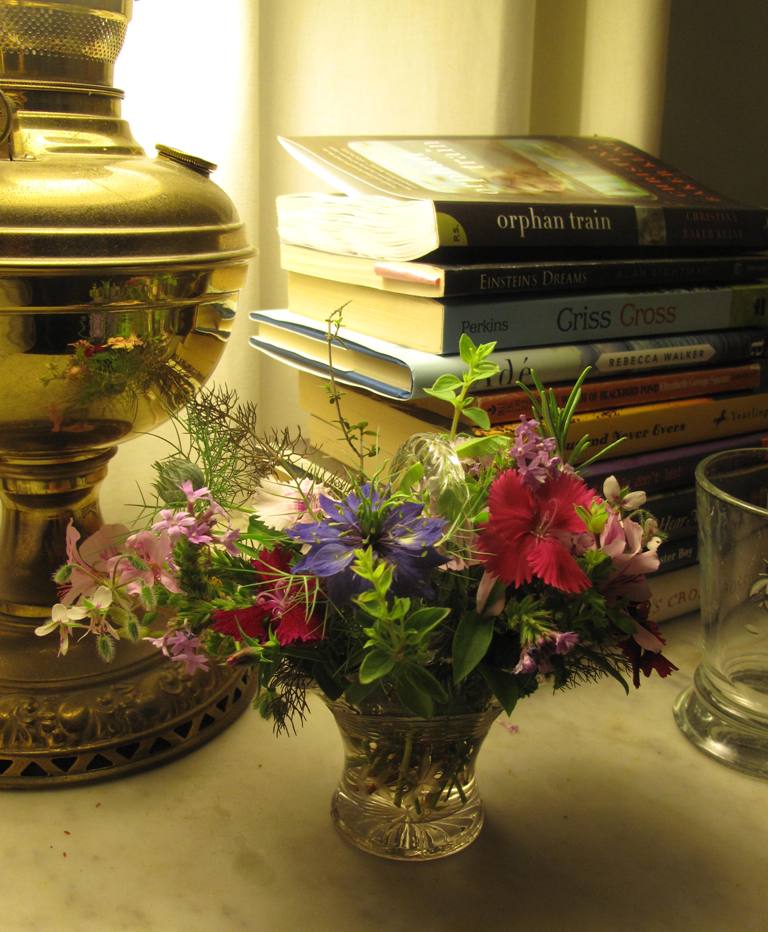 The posy by my bedside table. With the sweet William tucked inside, you can only imagine how it scented my dreams that night!