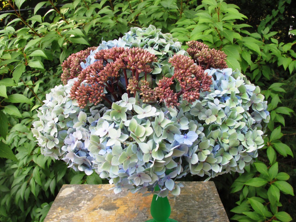 Step three: add  your next pieces, such as the sedum shown here.