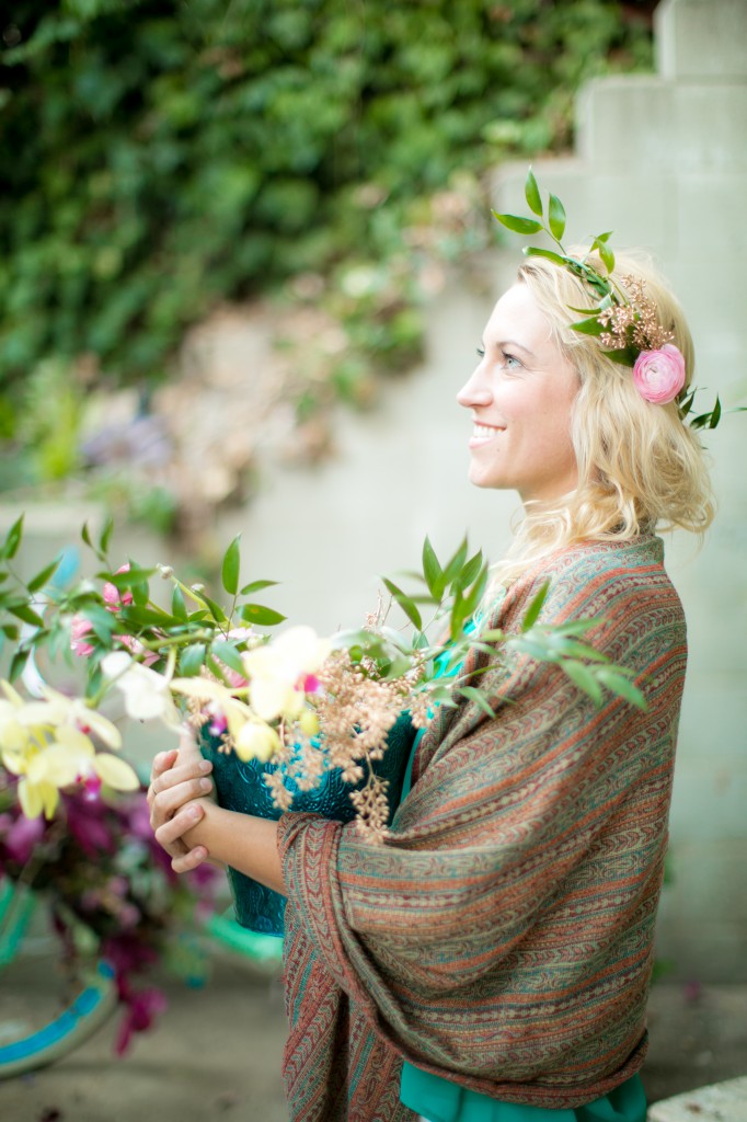 Bess Wyrick of Celadon & Celery, wearing one of her beautiful floral crowns (c) Jana Williams