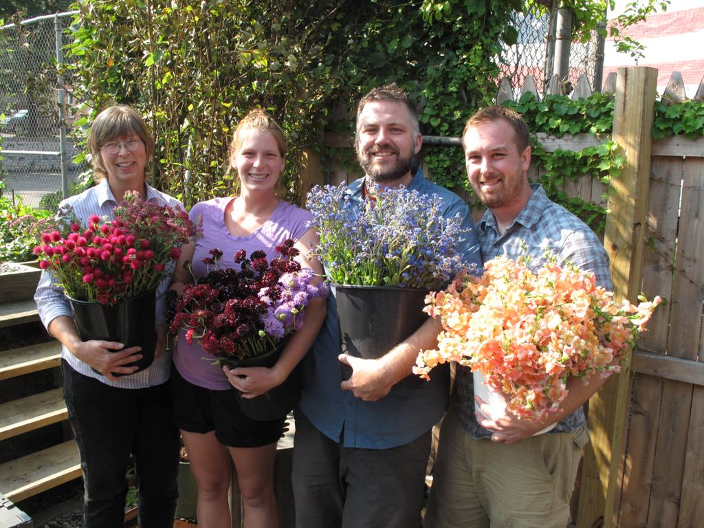Pittsburgh's Floral "Who's Who" -- from left, Margie Dagnal and Kate Dagnal of Goose Creek Gardens, Jimmy Lohr and Jonathan Weber, owners of greenSinner.