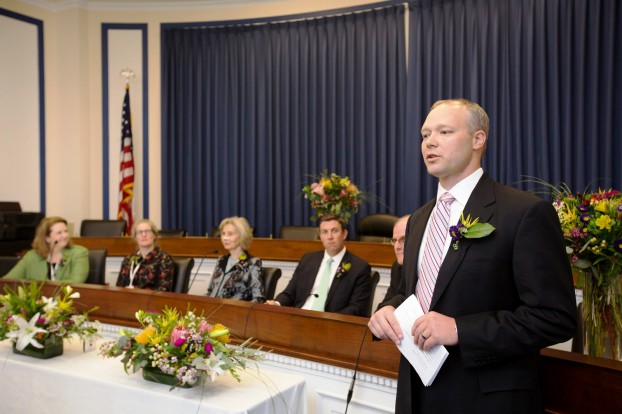 I was one of five persons who participated in the press conference on Capitol Hill to announce the formation of the Congressional Cut Flower Caucus. From left: Debra Prinzing, Diane Szukovathy, Rep. Lois Capps, Rep. Duncan Hunter; Lane DeVries is partially seen behind CCFC's Kasey Cronquist (standing).