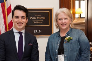 Kevin Stockert (left), a legislative aide for U.S. Senator Patty Murray (Washington), has invested time and interest in listening to and visiting flower farmers in her state.