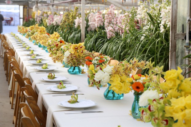 The table was set for a flower- and food-centric evening with an emphasis on local agriculture. (Linda Blue/CCFC)