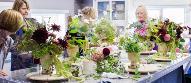 A Simply by Arrangement floral design workshop in full swing.