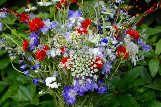 A red-white-and-blue, All-American bouquet!
