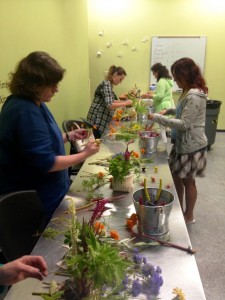 Some of the talented students creating their floral designs using eco-techniques.