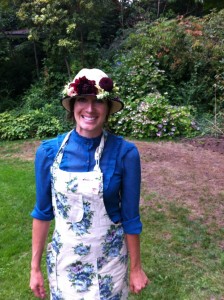 Lacey Leinbaugh in her charming floral-bedecked hat!