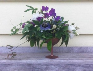 A Haley-designed floral arrangement using Rooster Ridge-grown organic flowers