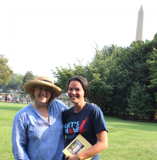 Here I am with Deb Eschmeyer, the new director of the First Lady's "Let's Move Program," at the Kitchen Garden which is part of the program she manages. Notice, I've just given her signed copies of The 50 Mile Bouquet and Slow Flowers. Hopefully, they will inspire!