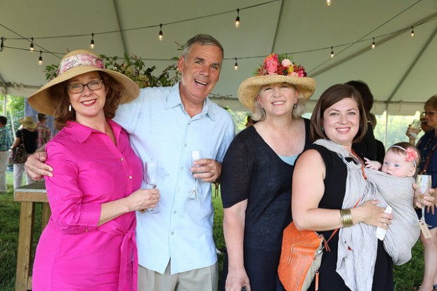 I love this picture from last summer. From left: Michelle and Bill Frymoyer, me, and my friend and fellow journalist Lindsey Roberts and her baby Tabitha. We were all enjoying ourselves at the Field to Vase Dinner on Andrea & Lou Gagnon's LynnVale Farm in Virginia.