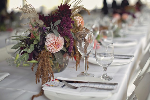 Michigan-grown flowers, from Cornman Farms and Summer Dreams Farms, adorned the Field to Vase Dinner at The Flower House, designed by Susan McLeary of Passionflower. Heather Saunders Photography for F2V