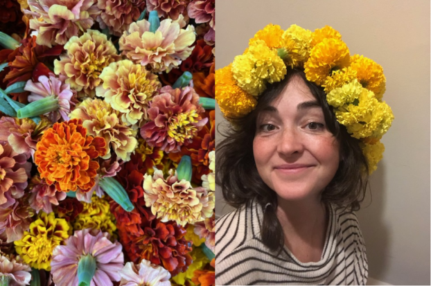 Caitlin Mathes in a Marigold crown