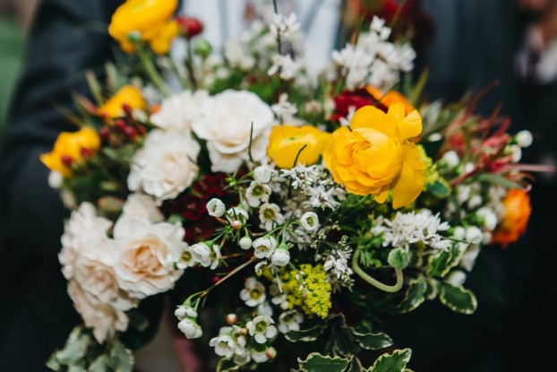 Floral detail. Andrea combine her own *early* Virginia cut flowers with stems from California farms represented in DC last week.