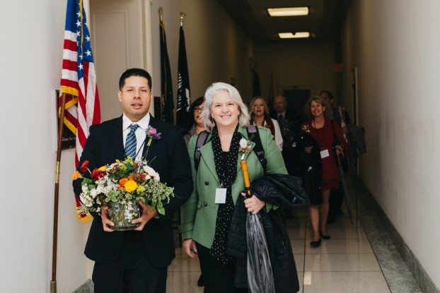 Tony Ortiz of Joseph and Sons in Santa Paula, Calif., past Slow Flowers Podcast guest, and I were happy to deliver American grown flowers to decorate the Congressional Cut Flower Caucus hearings. Farmer-florist Andrea Gagnon of LynnVale Studios designed the bouquet.