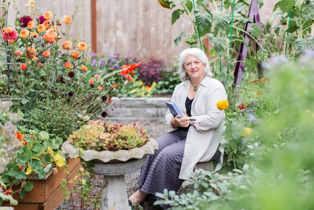 Debra in her cutting garden