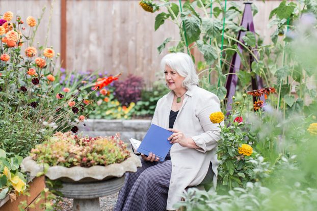 Debra in her garden