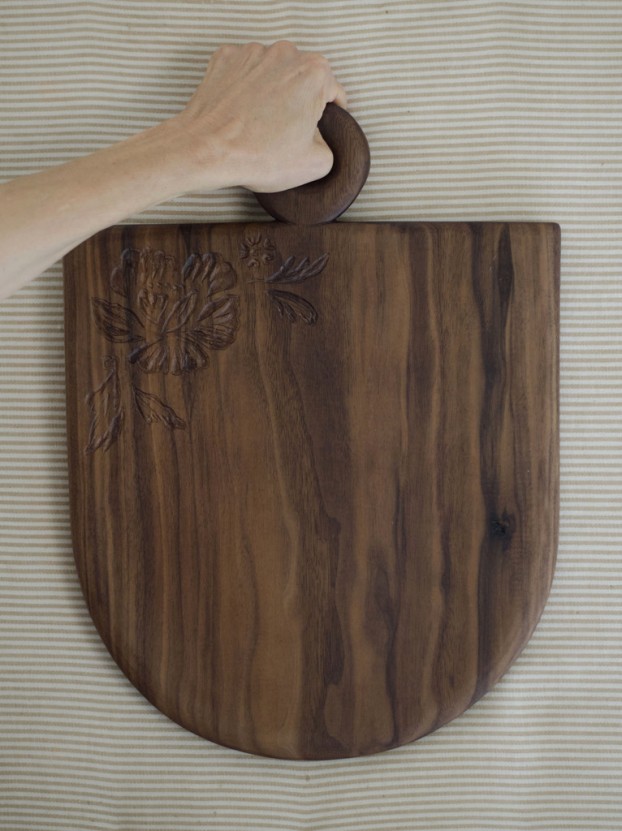 Karly's walnut cutting board designs are modern and make a special gift.