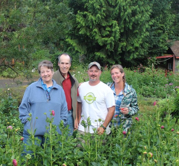Denise and Tony Gaetz of Bare Mtn. Farm in Shedd, Oregon with Aaron Gatsky and Erin McMullin, our hosts at Rain Drop Farms in Philomath, Oregon
