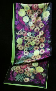 Here's that gorgeous Queen Red Lime Zinnia + Celosia image, printed on silk