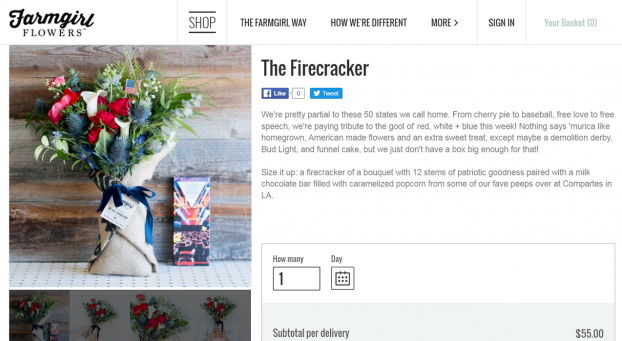Farmgirl Flowers' American Flowers Week bouquet: The Firecracker