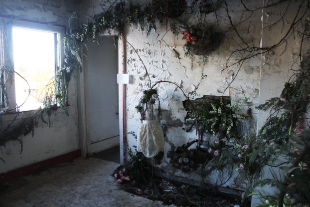 "Nature Takes Back," the upstairs kitchen of The Flower House, created by Sally Vander Wyst and Courtney Stemberg of Wisconsin Flower Co.