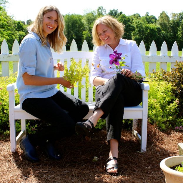 Sara Jane (left) and Sara (right), photogrpahed in the family's Kentucky garden.