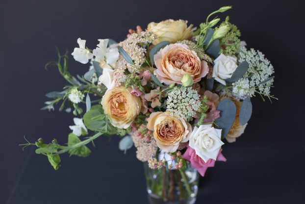 A Kathleen Barber floral arrangement, which she photographed in her studio.