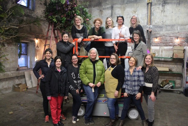 Lisa Waud (far left, front) and 12 Seattle area floral designers recreated a little of The Flower House magic at the Seattle Wholesale Growers Market on January 19th.