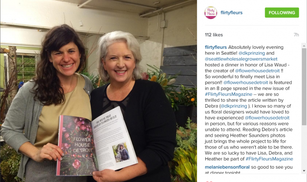 Lisa Waud of The Flower House and I posed last night with the new issue of Flirty Fleurs magazine -- captured by editor Alicia Schwede for Instagram.