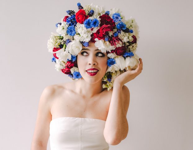 Monique Montri, our fabulous flower 'fro model, portrays the playful spirit of American Flowers Week (c) Amanda Dumouchelle