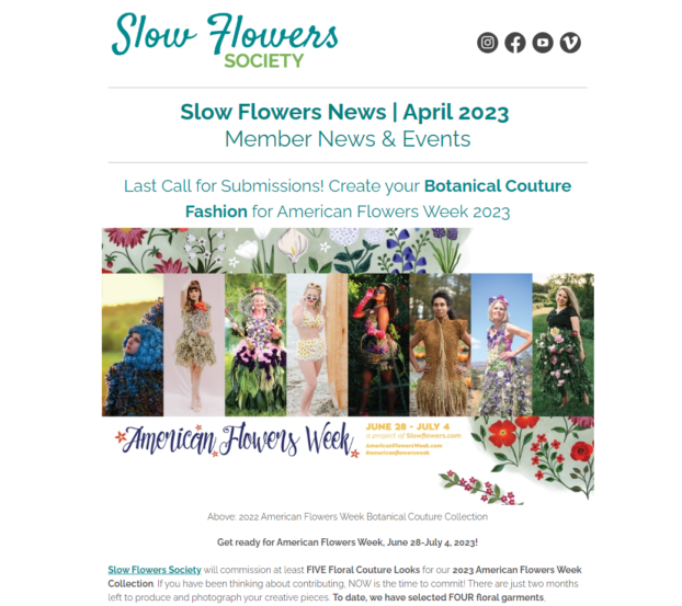 Slow Flowers Newsletter April 2023