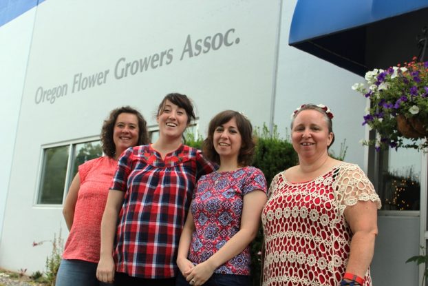 Flower farmer Bethany Little (left) joins the staff of Oregon Flower Growers Association in Portland.